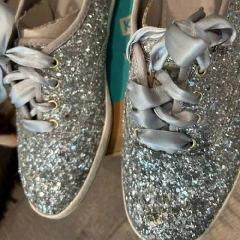 Keds Kate Spade Silver Glitter Champion Sneaker, size 8 - Picture 4 of 5